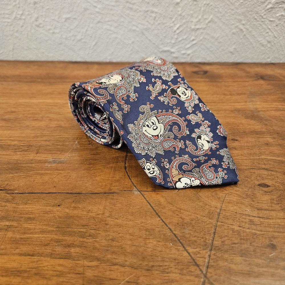 VTG‎ Balancine Presents The Tie Works Disney Mickey Mouse Paisley Necktie Blue